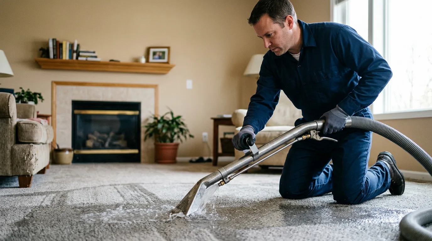 Water damage restoration technician working near Valley, WA